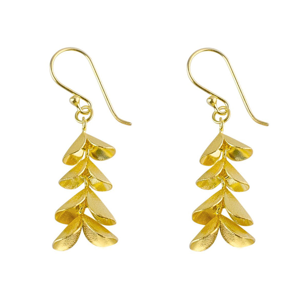 Yellow-Gold Dangling Leaves Earrings