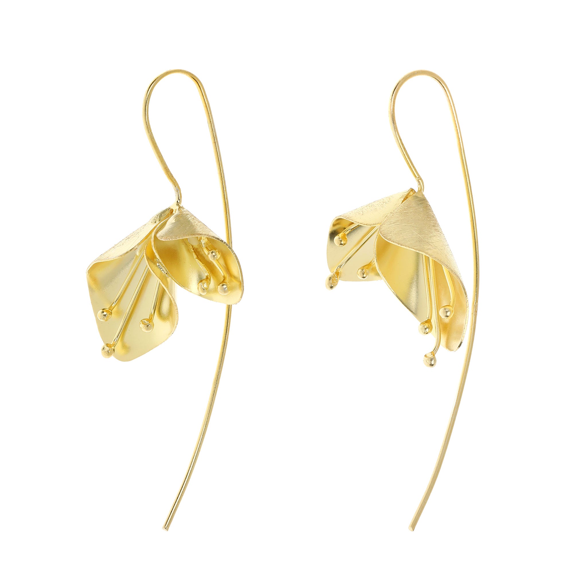 Yellow-Gold Double Flower Earrings