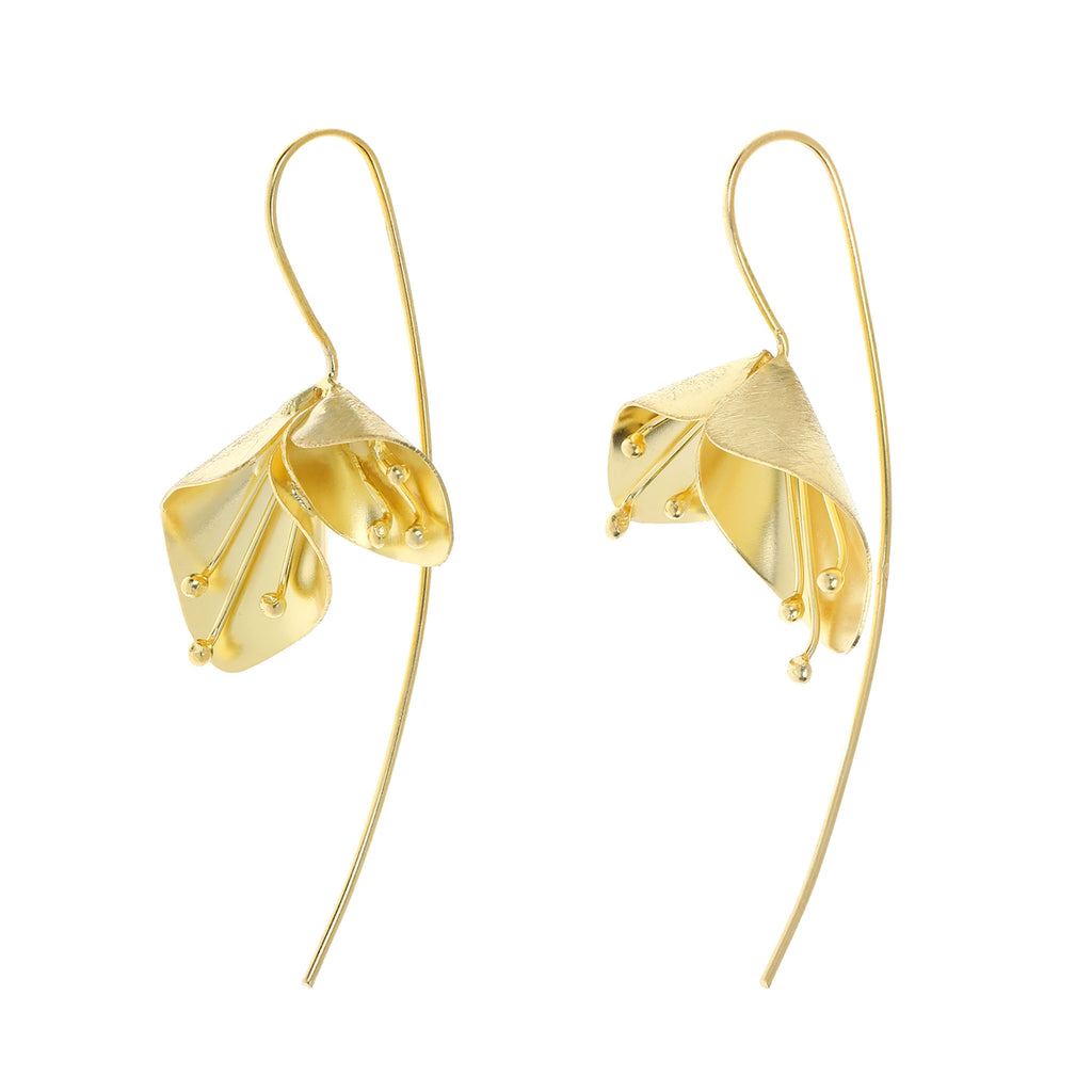 Yellow-Gold Double Flower Earrings