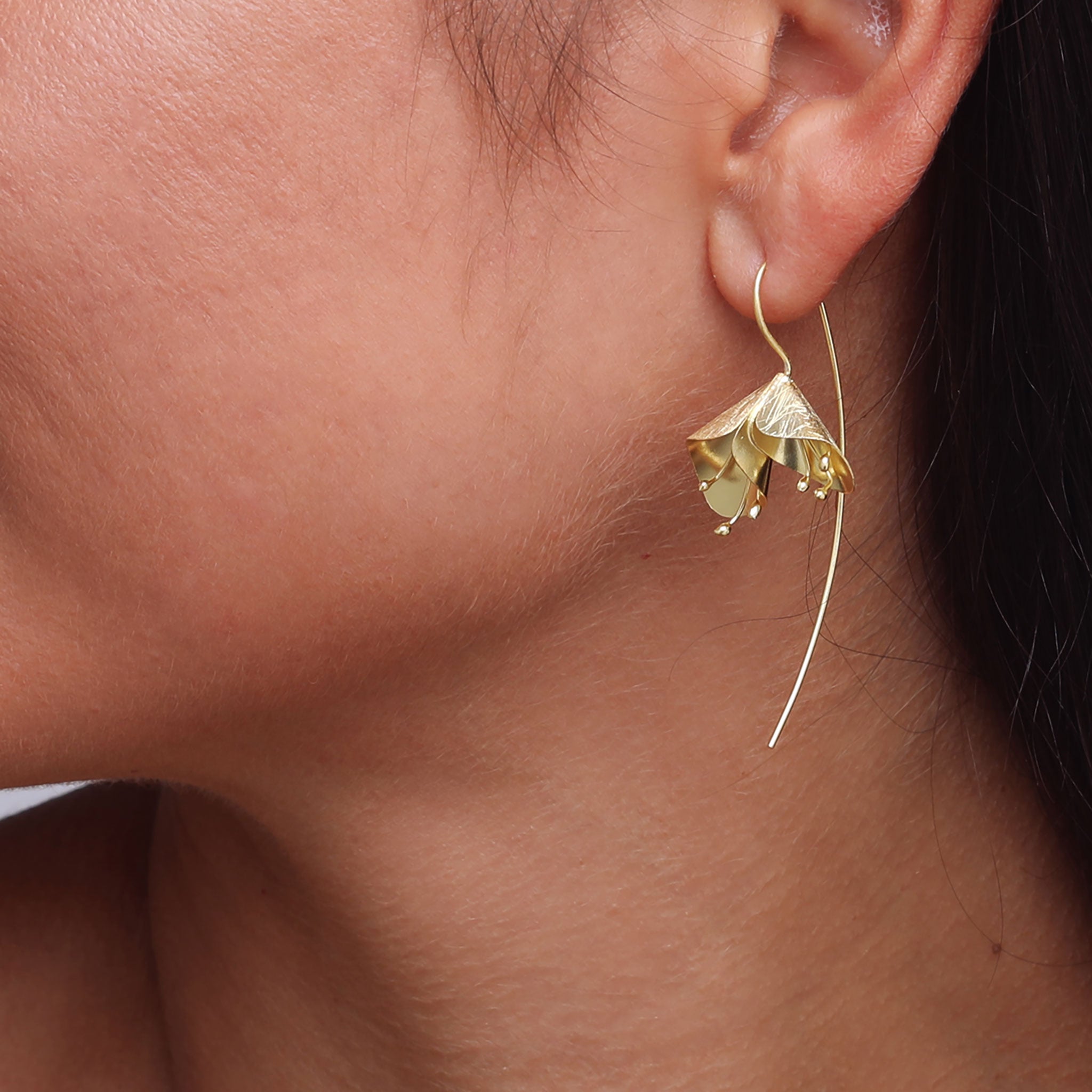 Yellow-Gold Double Flower Earrings