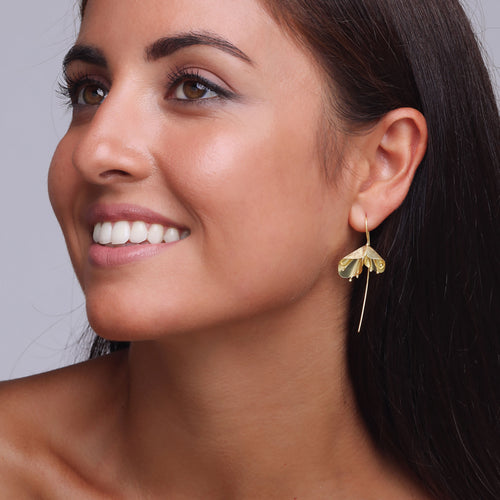 Yellow-Gold Double Flower Earrings