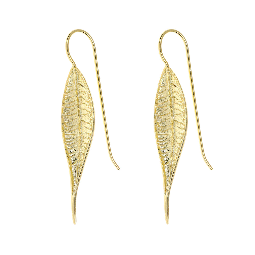 Yellow-Gold Eucalyptus Leaf Earrings