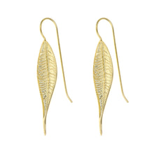 Load image into Gallery viewer, Yellow-Gold Eucalyptus Leaf Earrings