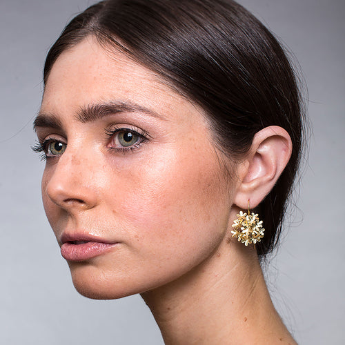Yellow-Gold Flower Bouquet Earrings