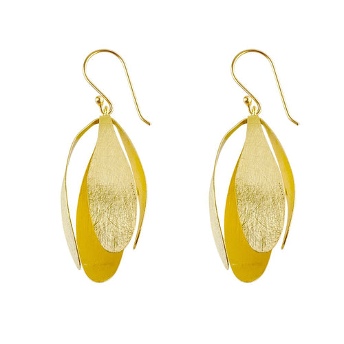 Yellow-Gold Four Leaves Balloon Earrings