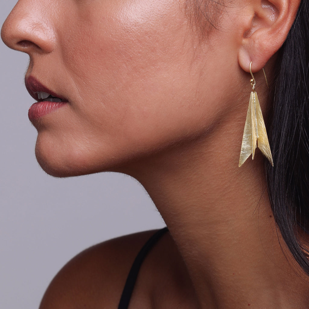 Yellow-Gold Geometric Dangling Earrings