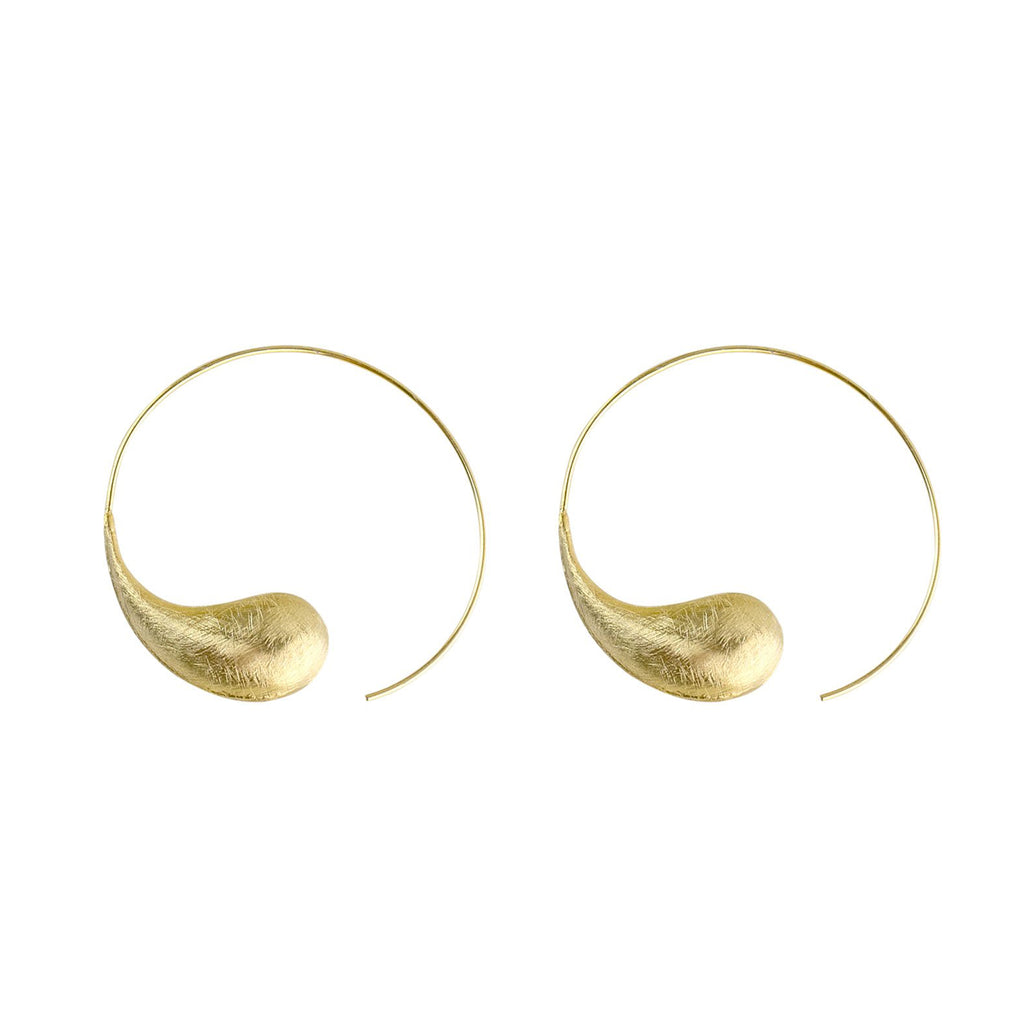 Yellow-Gold Hoop with a Drop Earrings