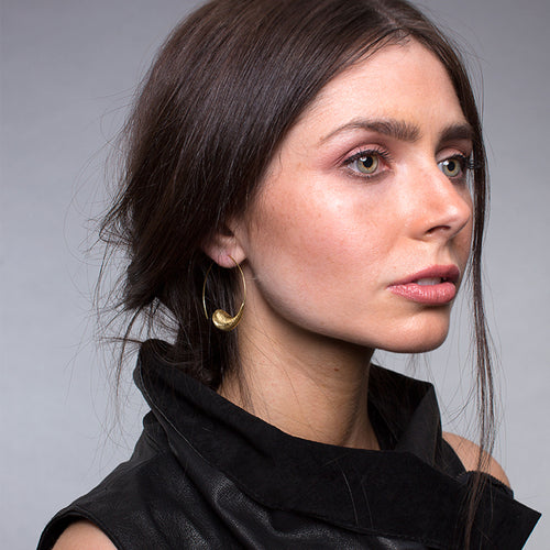 Yellow-Gold Hoop with a Drop Earrings