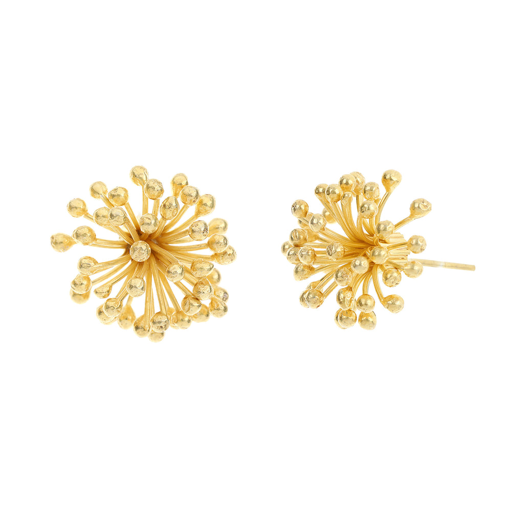 Yellow-Gold Large Clover Flower Stud Earrings