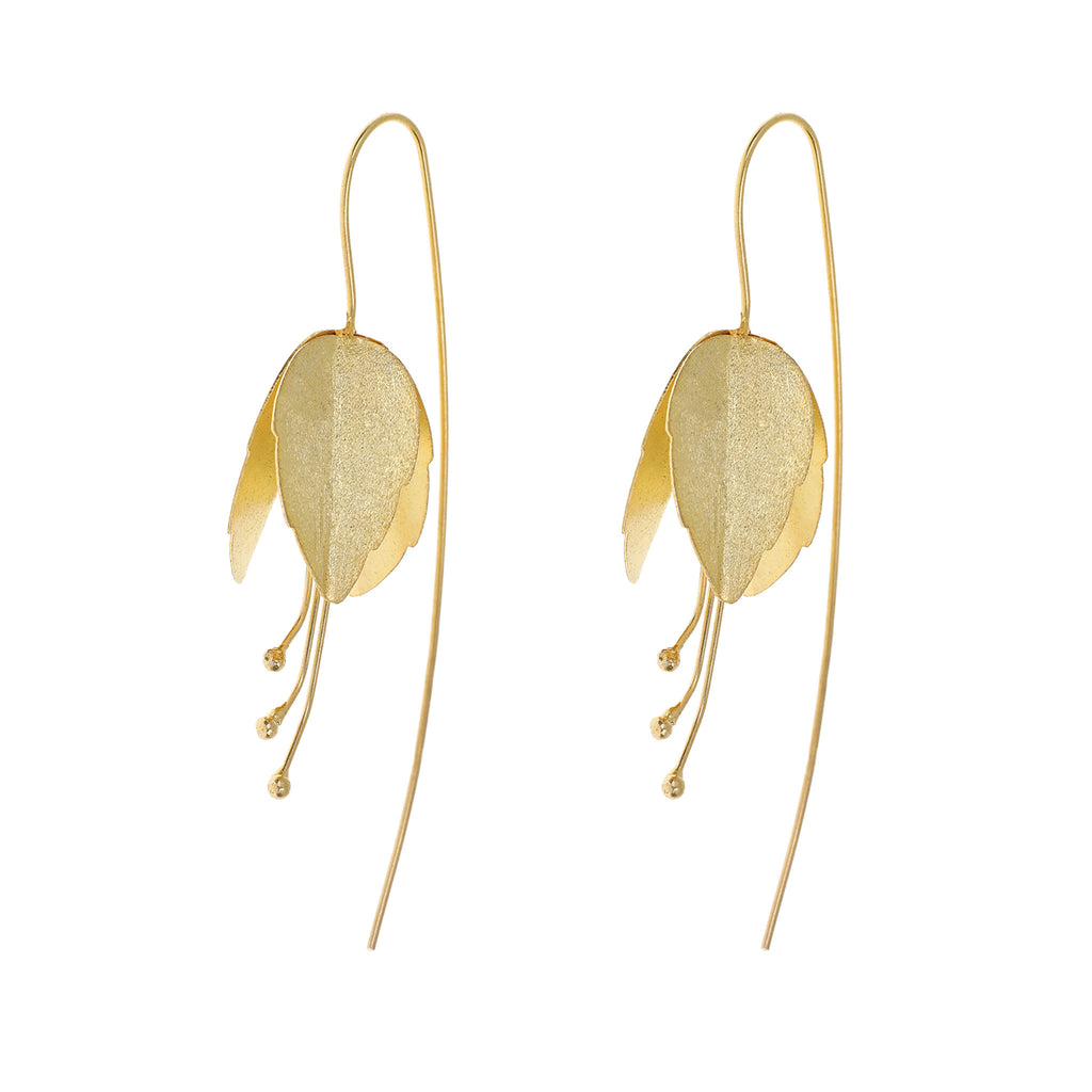 Yellow-Gold Large Fuchsia Flower Earrings