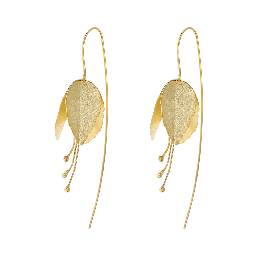 Yellow-Gold Large Fuchsia Flower Earrings