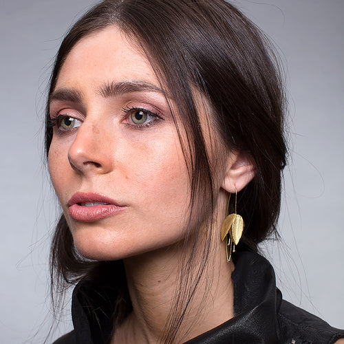 Yellow-Gold Large Fuchsia Flower Earrings