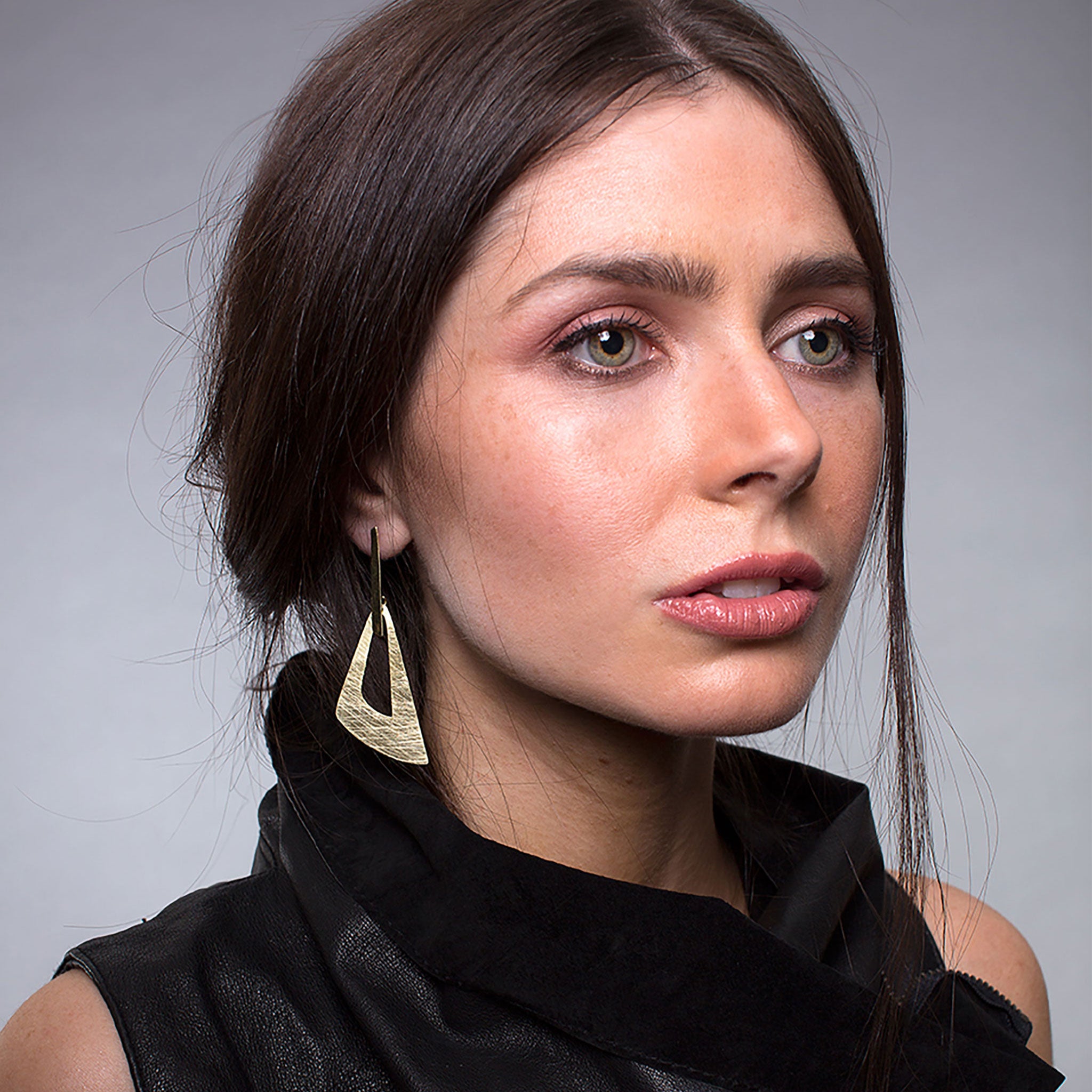 Yellow-Gold Large Triangle Stud Earrings