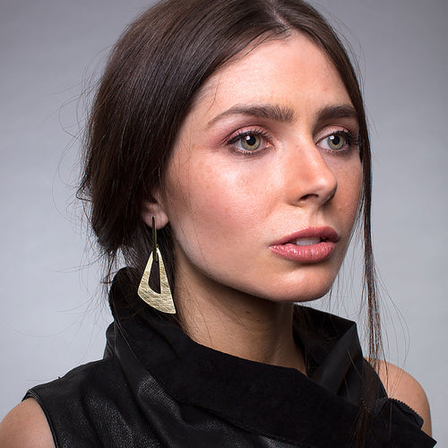 Yellow-Gold Large Triangle Stud Earrings