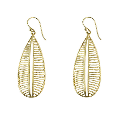 Yellow-Gold Leaf Skeleton Earrings