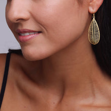 Load image into Gallery viewer, Yellow-Gold Leaf Skeleton Earrings