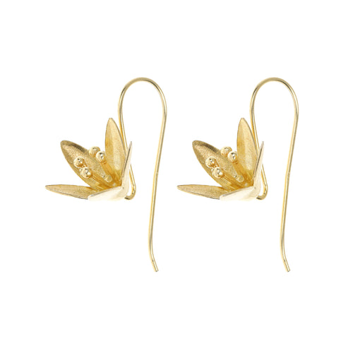 Yellow-Gold Lily Flower Earrings