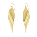 Yellow-Gold Long Curved Leaf Earrings