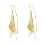 Yellow-Gold Long Trumpet Flower Earrings