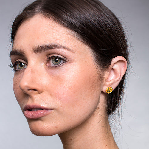 Yellow-Gold Lotus Seed Pod Stud Earrings