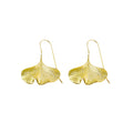 Yellow-Gold Plain Ginkgo Earrings
