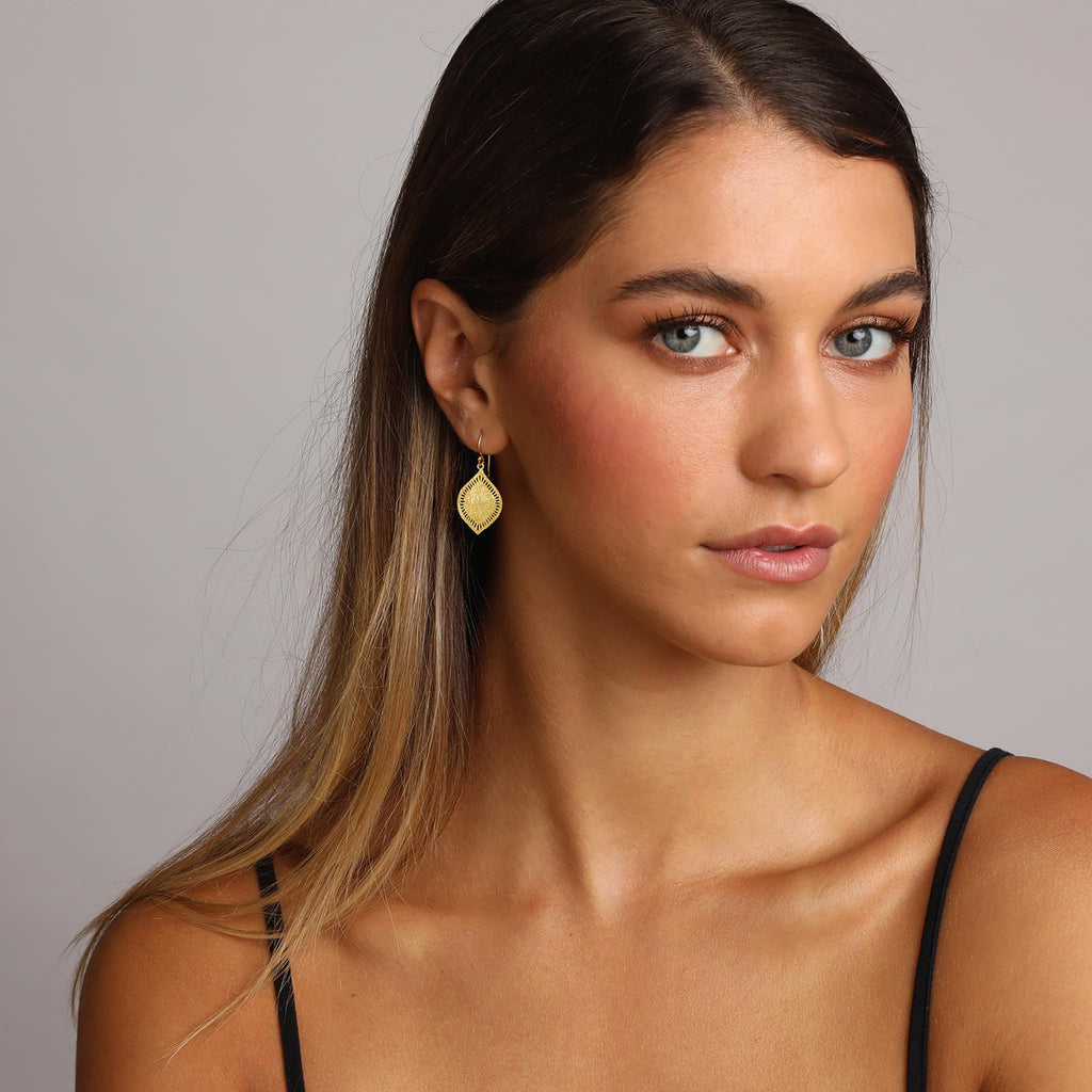 Yellow-Gold Plain Tear Drop Earrings