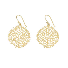 Load image into Gallery viewer, Yellow-Gold Round Coral Earrings