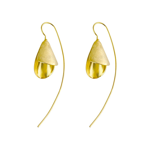 Yellow-Gold Simple Snowdrop Flower Earrings