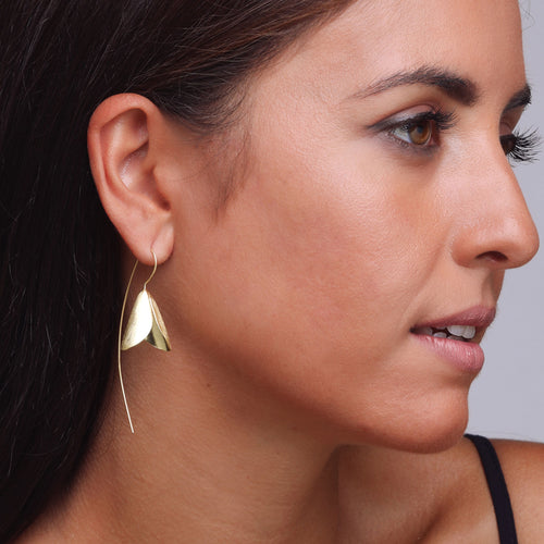 Yellow-Gold Simple Snowdrop Flower Earrings