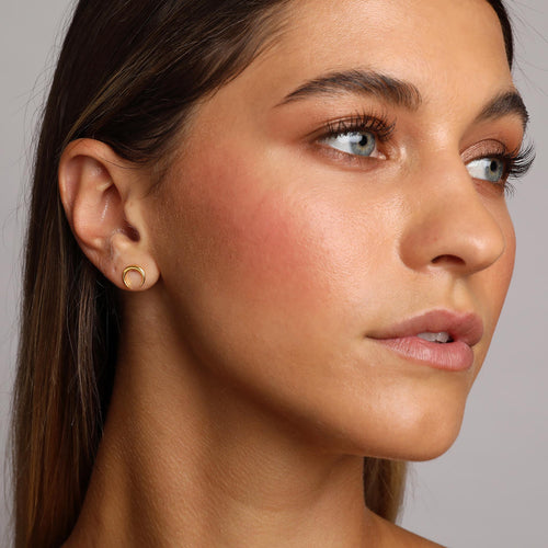 Yellow-Gold Small Crescent Moon stud Earrings