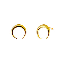 Load image into Gallery viewer, Yellow-Gold Small Crescent Moon stud Earrings