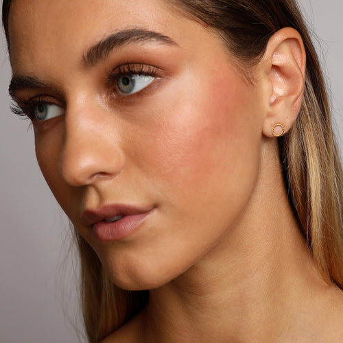 Yellow-Gold Small Rope Twist Circle Stud Earrings