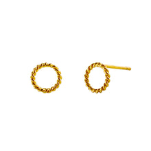Load image into Gallery viewer, Yellow-Gold Small Rope Twist Circle Stud Earrings