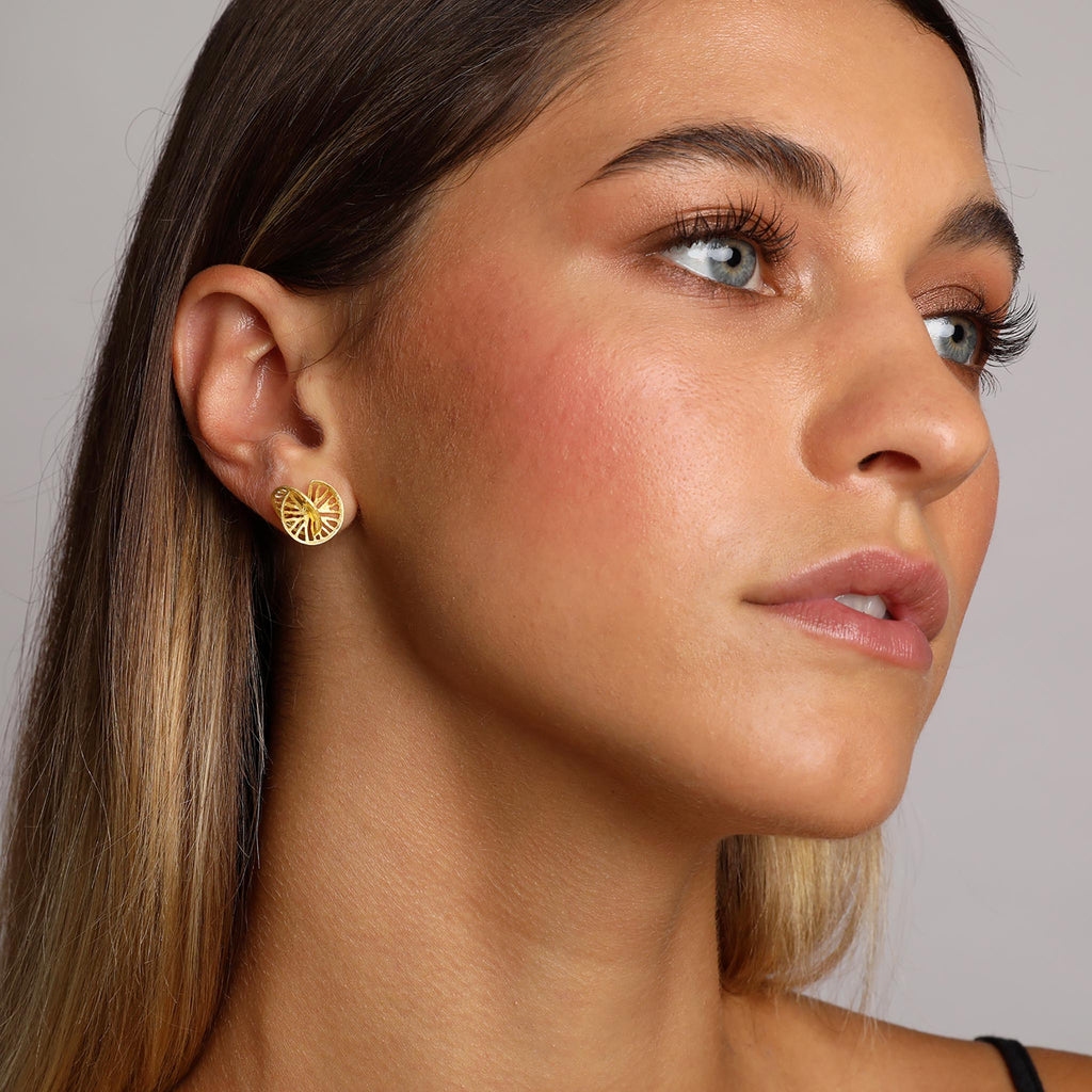 Yellow-Gold Sphere Stud Earrings