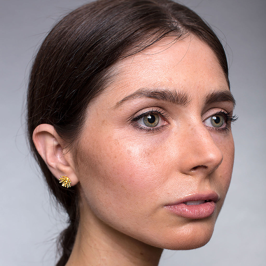 Yellow-Gold Spiky Stud Earrings