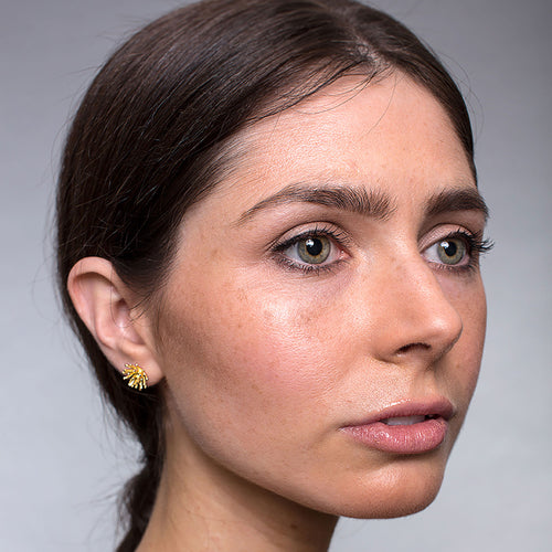 Yellow-Gold Spiky Stud Earrings