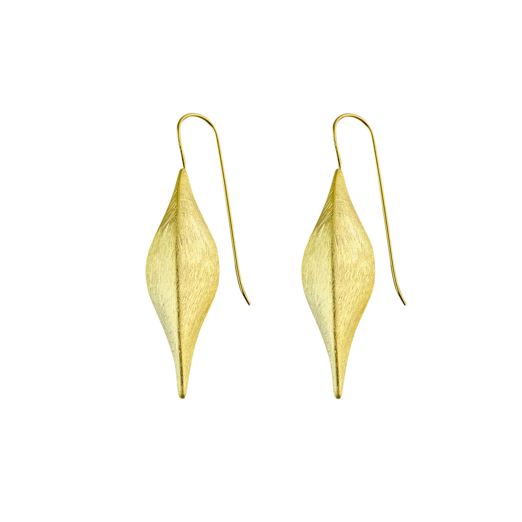 Yellow-Gold Tear Drop Ivy Leaf Earrings