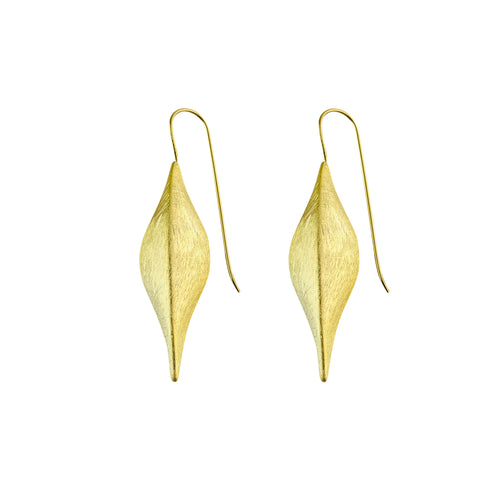Yellow-Gold Tear Drop Ivy Leaf Earrings