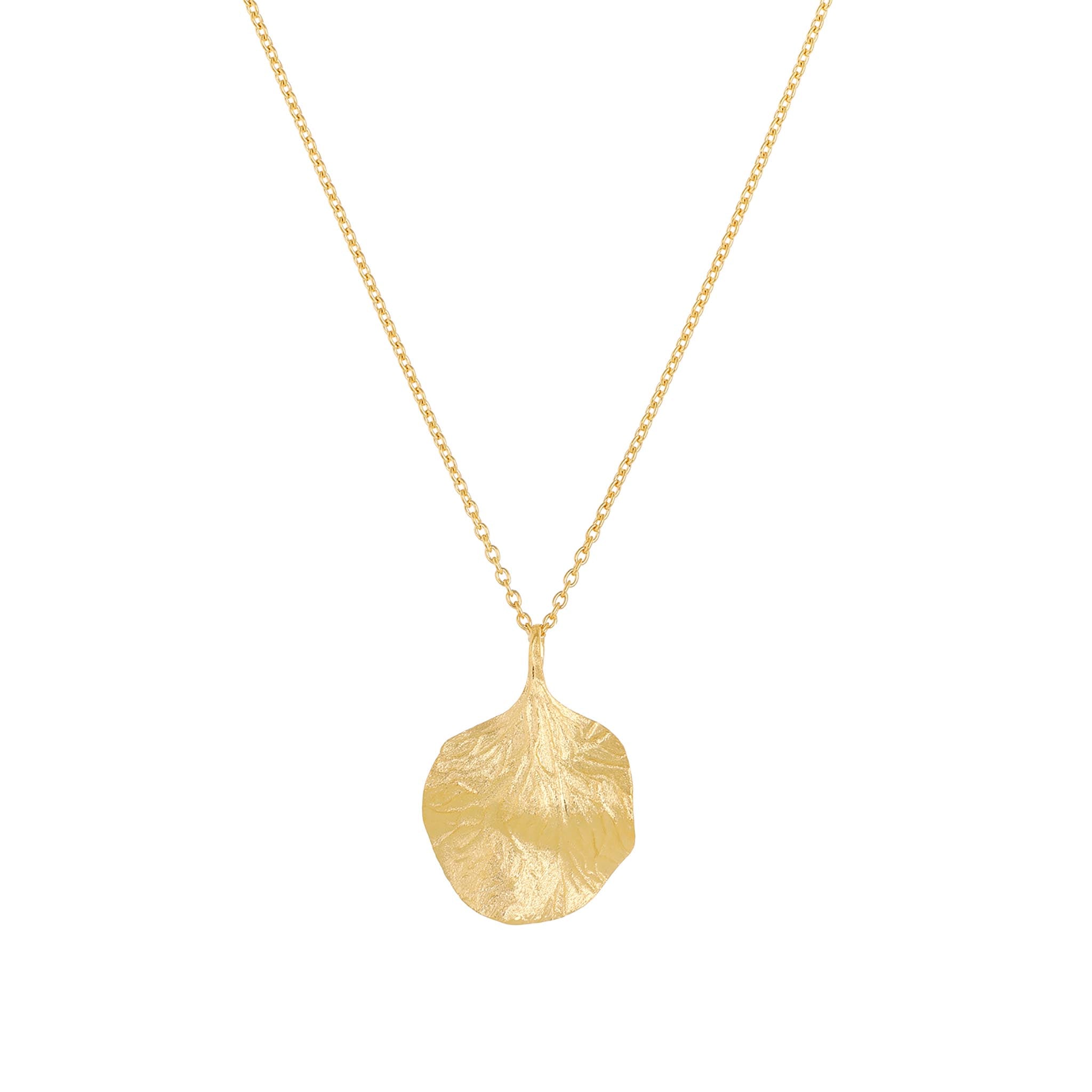 Yellow-Gold Textured Wavy Leaf Pendant