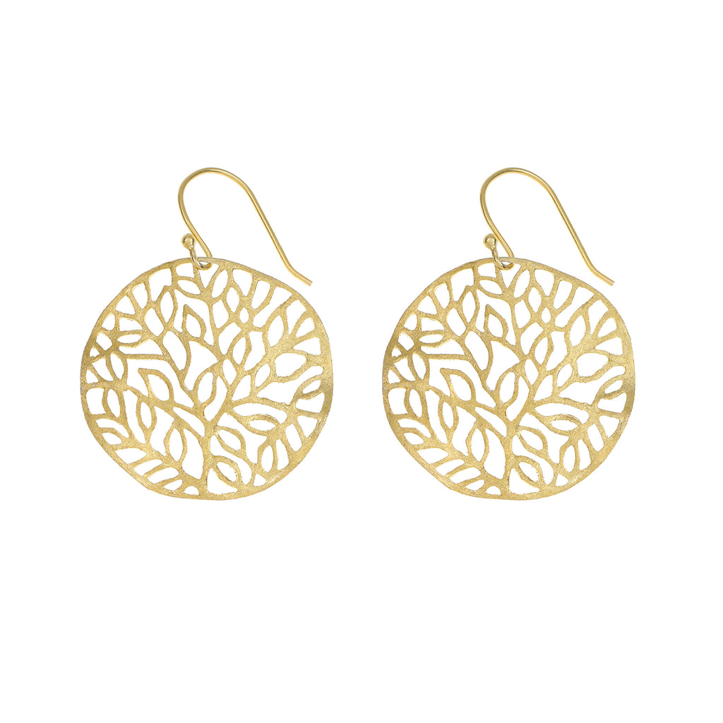Yellow-Gold Tree of Life Inspired Earrings
