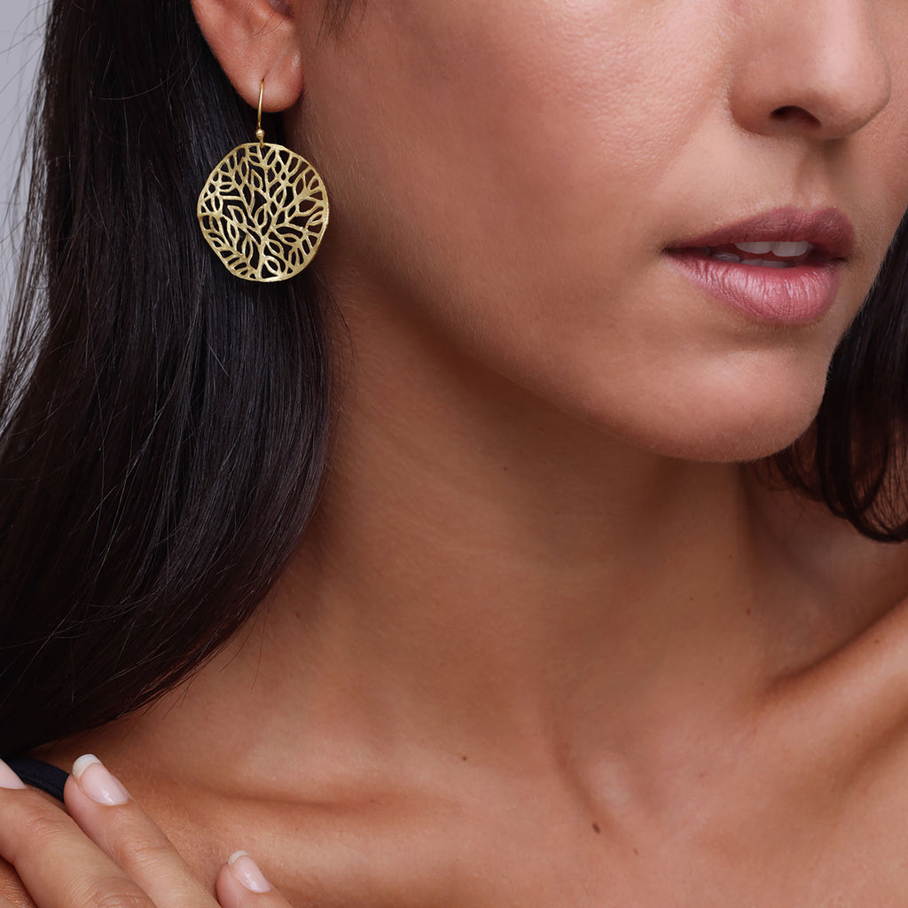 Yellow-Gold Tree of Life Inspired Earrings