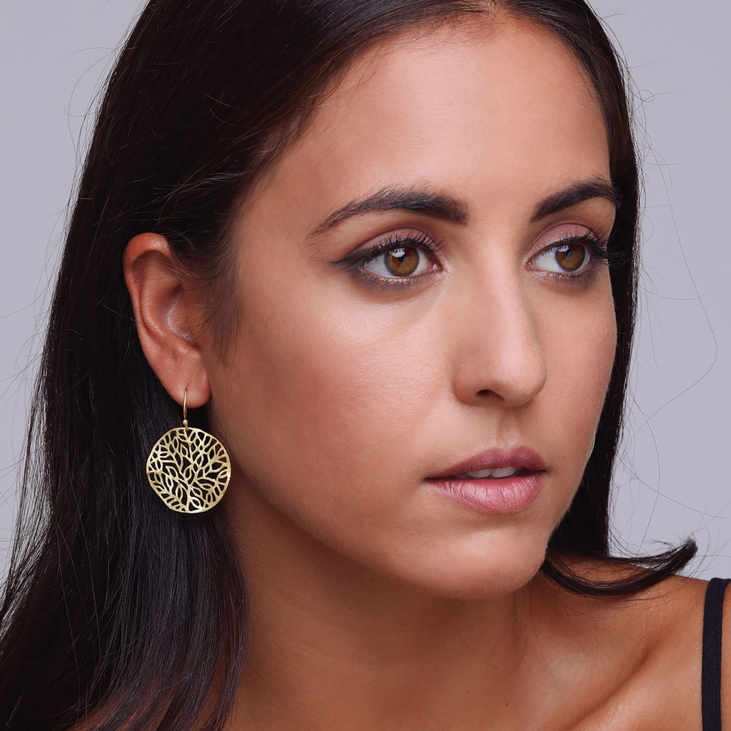 Yellow-Gold Tree of Life Inspired Earrings