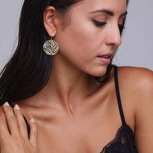 Yellow-Gold Tree of Life Inspired Earrings