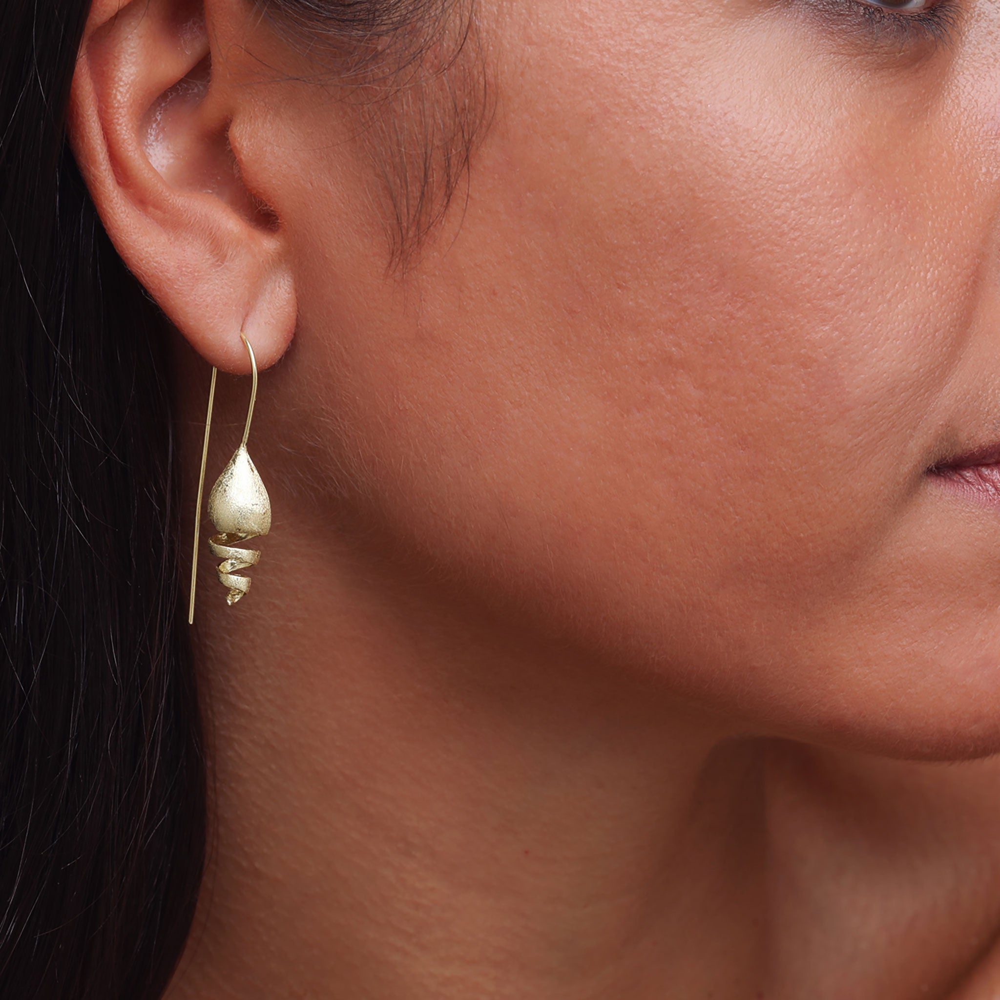 Yellow-Gold Unicorn Shell Earrings