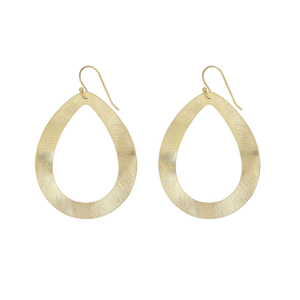 Yellow-Gold Wavy Oval Loop Shaped Earrings