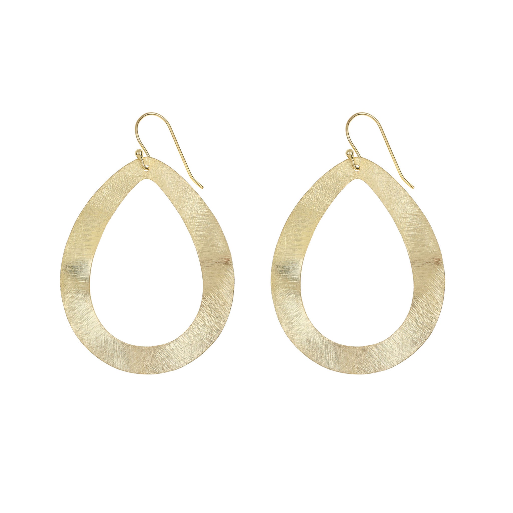 Yellow-Gold Wavy Oval Loop Shaped Earrings