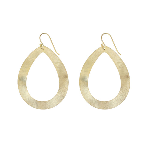 Yellow-Gold Wavy Oval Loop Shaped Earrings