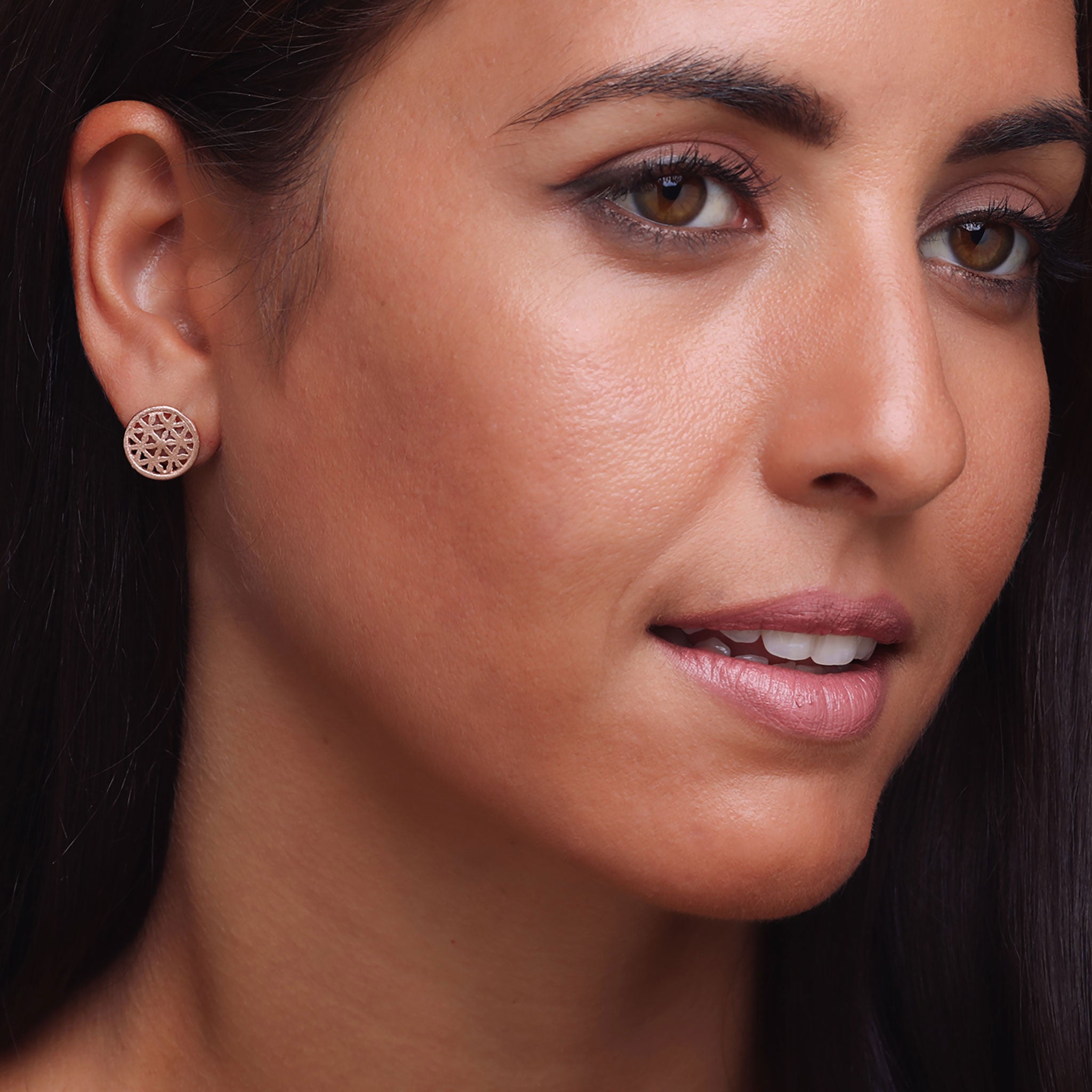 Rose-Gold Circular Stud Earrings