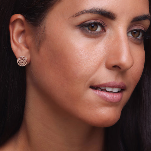 Rose-Gold Circular Stud Earrings