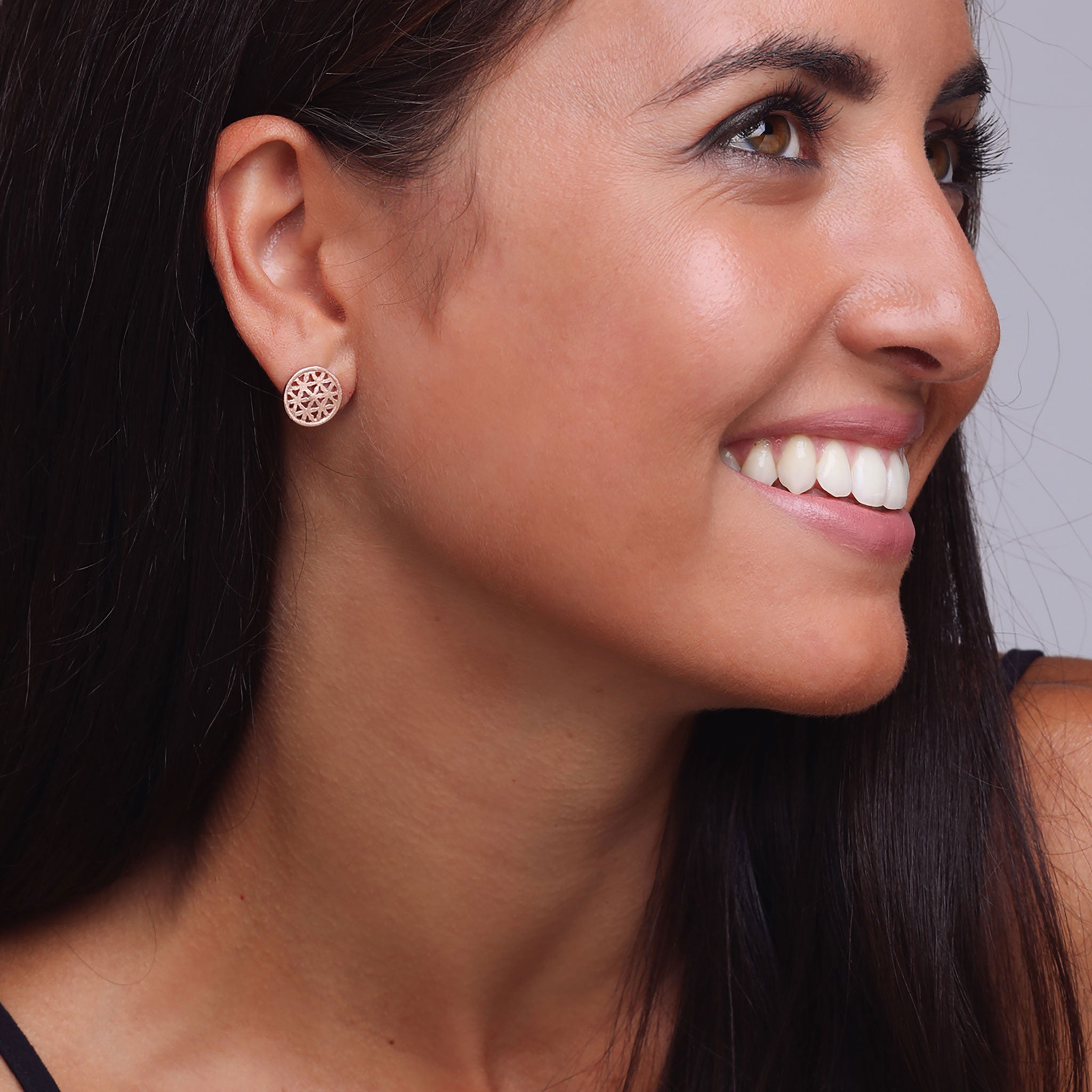 Rose-Gold Circular Stud Earrings